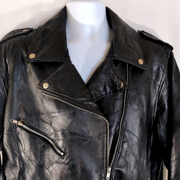 NWT Men's Genuine Black Leather Motorcycle Biker Jacket - Size XXL - Picture 5 of 14